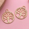 Gold plated Tree of Life round alloy charms for handmade jewelry making and DIY projects - Round Tree of Life (11609)