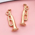 Ciondolo in metallo oro rosa a forma di tromba per gioielli fai da te e collane - Corno per Strumento Musicale 22mm (18335)