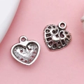 Antique silver hollow heart pendant accessory for DIY jewelry making and necklaces - Hollow Heart (17365)
