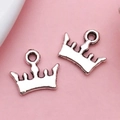 Silver alloy crown charms with hanging loops for handmade DIY jewelry crafting - Crown (17370)