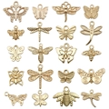 Lot 20 pendentifs insectes dorés avec papillon abeille et libellule pour bijoux DIY - Série de Papillons Or KC (SN848) / Or KC