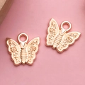 Rose gold butterfly alloy charms for DIY jewelry making featuring intricate hollow wings - Butterfly DIY Accessory (11612)