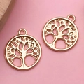 Rose gold tree of life alloy charms for DIY necklaces and handmade jewelry crafts - Hollow Life Tree (11614)