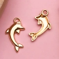 Rose gold dolphin charms set for DIY jewelry making with smooth metallic finish - Ocean Dolphin Pendant (11620)