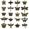 Lot de 20 breloques papillon et insecte vintage en bronze pour la création de bijoux - Série de Papillons Bronze Antique (SN847) / Bronze Antique