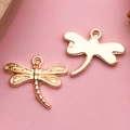 Rose gold dragonfly alloy charm with detailed wing texture for DIY jewelry making - Dragonfly Accessory (11625)