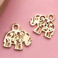 Rose gold elephant charm with hollow pattern and top loop for DIY jewelry making - Hollow Elephant Style (11634)