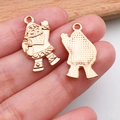 Colgante de Papá Noel de metal oro rosa para joyería DIY con relieve y textura mate - Papá Noel (15477)
