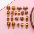 Vintage gold alloy hollow pendants with intricate patterns for DIY jewelry making - Mixed Styles (SN852)