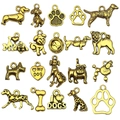 20pcs antique gold dog pendants set with bones and paw charms for DIY jewelry making - 20 Mixed Dog Series (SN858)