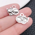 Pendentif chat endormi en argent antique pour bijoux et colliers DIY - Chat qui Dort Recroquevillé (6120)