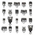 Vintage silver alloy bail pendants and beads with embossed floral patterns for DIY jewelry - 10 Styles Set (SN851)