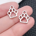Zwei antike silberne Pfotenabdrücke aus Legierung für DIY-Schmuck auf Fingerspitzen - Hohle Kleine Katzenpfote (9811)