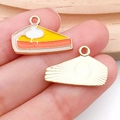 Colgante de trozo de pastel en esmalte amarillo con reverso metálico dorado para joyas - Colgante de Pastel Amarillo Individual (19196)