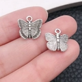 Pendentifs papillon argentés vintage en alliage pour la création de bijoux DIY détaillés - Mini Papillon (10049)