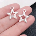 Pendentifs étoile ajourée en alliage argenté avec bords perlés pour création bijoux DIY - Pendentif Étoile à Cinq Branches Argent Brillant (20835)