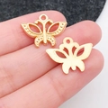 Golden butterfly-shaped alloy charm pendants for handmade DIY jewelry necklace making - Butterfly Style B (11618) / Gold