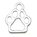 Silver hollow pet paw print charm for DIY jewelry with top hanging ring detail - Small Paw Style (20647)