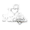 Polished silver alloy dog pendant with I Love My text for DIY jewelry making - IMY Dog Style (20550)
