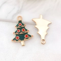 Kerstboom hanger van legering met groen emaille voor DIY-sieraden accessoires - Emaille Rood en Groen Gevlekte Kerstboom (8861)