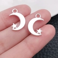 Pendentifs lune et étoile en argent pour la création de bijoux DIY en alliage - Pendentif Étoile et Lune Argent Brillant (20839)