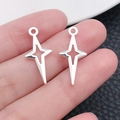 Pendentif étoile en alliage de zinc poli pour accessoires de bijoux DIY - Pendentif Étoile en Croix Argent Brillant (20843)