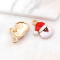 Ciondolo Babbo Natale in smalto con occhiali da sole per creazione gioielli fai-da-te - Smalto Testa Babbo Natale Rossa e Bianca (8869)