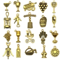 20pcs vintage gold wine and beer themed alloy pendants for DIY necklace and bracelet - Wine Theme Pendant Set (SN870)