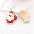 Vista fronte e retro del ciondolo di Babbo Natale in smalto per creazione di gioielli DIY - Smalto Babbo Natale di Natale Rosso e Bianco (9902)