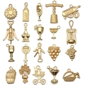 20-piece KC gold wine theme alloy pendants set for DIY necklaces and bracelet making - Wine Theme Charms Collection (SN872)