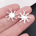 Pendentif en alliage d'argent en forme de soleil pour bijoux avec serti rond - Base Fleur de Soleil Argent Brillant (20850)