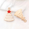 Ciondoli a forma di albero di Natale in lega con smalto bianco per gioielli fai-da-te - Smalto Albero di Natale Bianco Stella Rossa (9909)