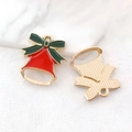 Ciondolo campana di Natale in smalto rosso e verde con fiocco dorato per gioielli DIY - Campana di Natale in Smalto Rosso (10918)