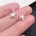 Pendentifs étoile DIY en argent avec finition facettée 3D et anneaux pour bijoux - Petite Étoile Facettée Argent Brillant (20853)