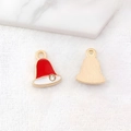 Ciondolo a campana di Natale in lega con smalto rosso e dettaglio in cristallo - Cappello o Campana di Natale in Smalto Rosso (10922)