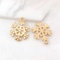 Ciondolo a fiocco di neve dorato con strass per accessori creazione gioielli fai da te - Fiocco di Neve di Natale in Smalto Dorato Strass (10926)