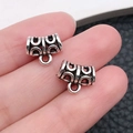 Antique silver filigree bail beads for DIY jewelry making, set of two pieces - Curved Connector (6534)