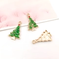 Ciondolo albero di Natale in smalto verde con perla rossa e retro dorato per gioielli - Albero di Natale in Smalto Verde (12510)