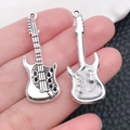 Antik-silberner E-Gitarren-Anhänger für DIY-Schmuckherstellung Musikzubehör - Antiksilber Gitarre (4841)