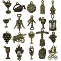20pcs antique bronze wine charms set with wine bottles, glasses and corkscrew for jewelry - 20-Piece Wine Theme Set (SN871)