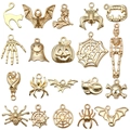 Σετ 20 DIY κρεμαστά Halloween με κολοκύθα νυχτερίδα φάντασμα κρανίο σε χρυσό χρώμα - KC Χρυσό Στυλ (SN866)