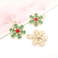 Ciondoli a fiocco di neve in smalto verde e cristallo rosso per gioielli DIY - Fiocco di Neve di Natale in Smalto Verde (12514)