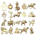 Lot de 20 breloques dorées en alliage de chiens pour la création de bijoux DIY et colliers - Ensemble de Formes d'Animaux Mixtes (SN860)