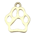 Détail d'un pendentif patte de chat doré évidé avec anneau supérieur pour bijoux DIY - Grande Patte de Chat (20626)