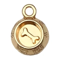 Gros plan du pendentif doré pour chien avec motif os et gravure TOP DOG - Bol pour Chien avec Os (20532)