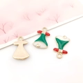 Ciondolo a campana di Natale in smalto rosso bianco verde con anello dorato per il fai da te - Campana di Natale in Smalto Verde (12520)