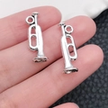 Mini-Silbertrompete Legierung Musikinstrument Anhänger für DIY Schmuck Basteln - Antiksilber Trompete (9161)