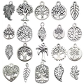 Antik-silberne Lebensbaum und Blatt Anhänger für DIY Armbänder und Ketten - Gemischte 20 Antiksilber Baum Serie (SN887)