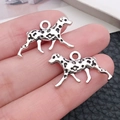 Cute dalmatian dog alloy pendant with silver finish and black spots for DIY jewelry - Antique Silver Spotted Dog (9808)