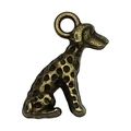 Antique bronze puppy dog charm pendant for DIY bracelets and jewelry making - Antique Bronze Sitting Dalmatian Style (20569)
